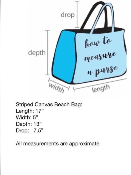 Navy Blue and White Striped Canvas Tote Bag with Rope Handles - Picture 3 of 5